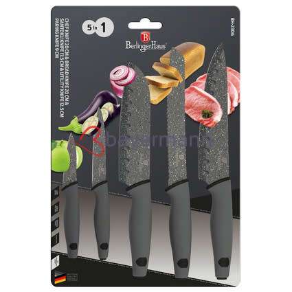 Berlinger Haus Granit Diamond Line 5 pcs knife set with marble coating, gray / black, BH-2306
