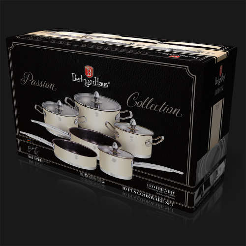 Berlingerhaus BH-1323 10 pcs cookware set, Stainless Steel Metallic Cream, Passion Collection