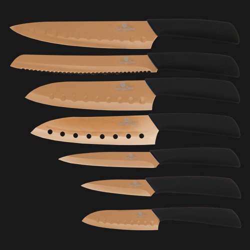 FREE SHIPPING Berlinger Haus BH-2081 7 pcs titanium knife set, Rose-gold & Titanium Knives