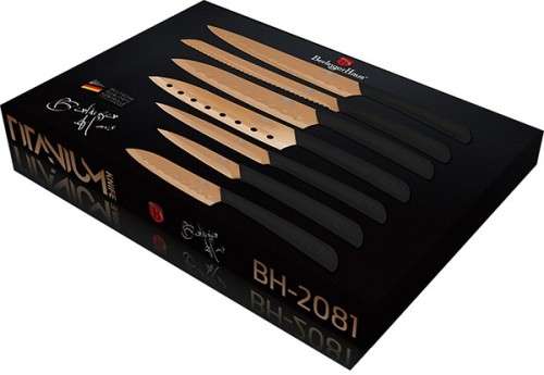 FREE SHIPPING Berlinger Haus BH-2081 7 pcs titanium knife set, Rose-gold & Titanium Knives