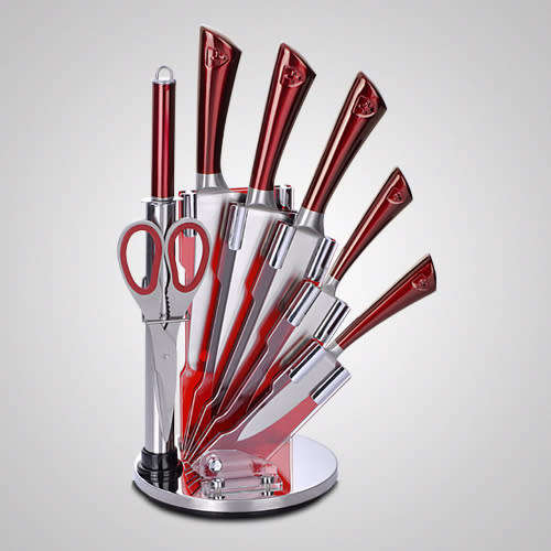 Royalty Line RL-KSS804 8 Pcs Stainless Steel Knife Set with Rotating Stand