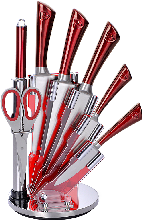 Royalty Line RL-KSS804 8 Pcs Stainless Steel Knife Set with Rotating Stand