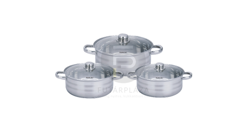 FREE SHIPPING Royalty Line RL-SP6 6 Pcs Stainless Steel Pots Set with Glass Lids