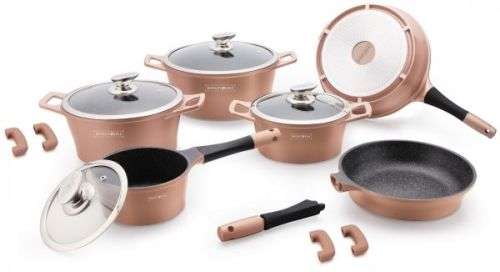 FREE SHIPPING**Royalty Line RL-ES1014M 14-Piece Marble Coating Cookware Set  COPPER