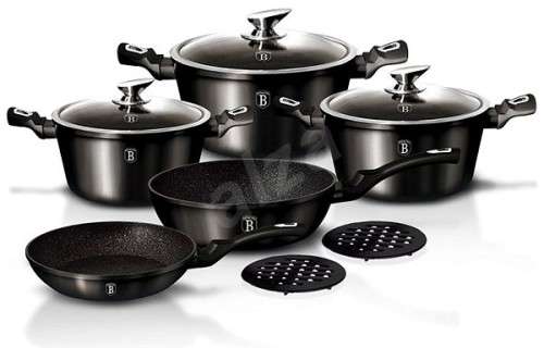 Berlinger Haus 10-Piece Marble Coated Cookware Set Royal Black Edition BH-1663