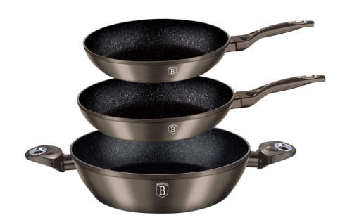 **Berlinger Haus 3-Piece Marble Coating Metallic Line Cookware Set