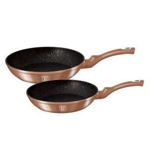 **Berlinger Haus 2-Piece Marble Coating Frypan Set - Rose Gold