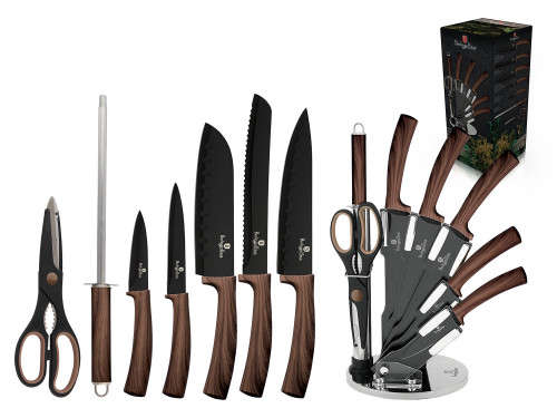**FREE SHIPPING**BERLINGER HAUS BH-2285 8 pcs knife set with stand, Forest Line