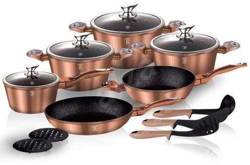 BERLINGER HAUS BH-1224 15 pcs cookware set, Rose-gold Metallic Line