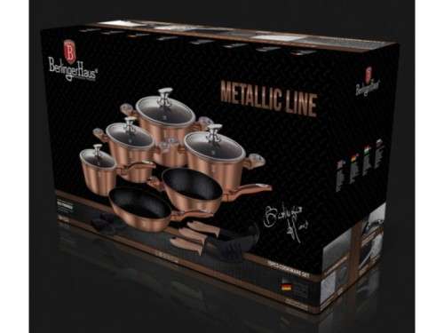 BERLINGER HAUS BH-1224 15 pcs cookware set, Rose-gold Metallic Line