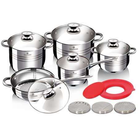 **BLAUMANN 15-PIECE STAINLESS STEEL COOKWARE SET GOURMET LINE