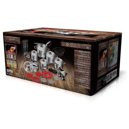 Blaumann Stainless Steel Cookware Set - Gourmet Line (32 Piece)