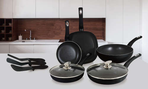 **FREE SHIPPING**Blaumann 10-Piece Diamond Coating Frypan Set - Black