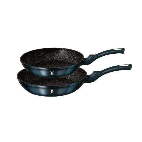 **Berlinger Haus 2 Piece Marble Coating Frypan Set - Aquamarine Edition