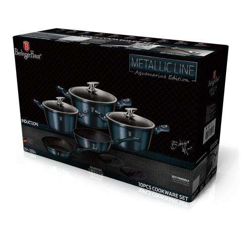 Berlinger Haus 10 Piece Marble Coating Cookware Set - Aquamarine Edition