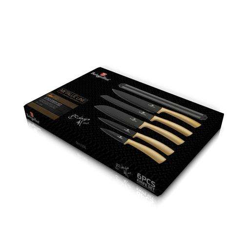 Berlinger Haus 6-Piece Knife Set with Magnetic Hanger - Black Rose BH-2399