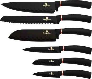 Berlinger Haus 6-Piece Marble Coating Knife Set with Stand Black Rose Gold Collection
