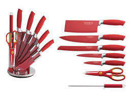 Royalty Line 8-Piece Knife Set with Stand - Red, RL-RED8W