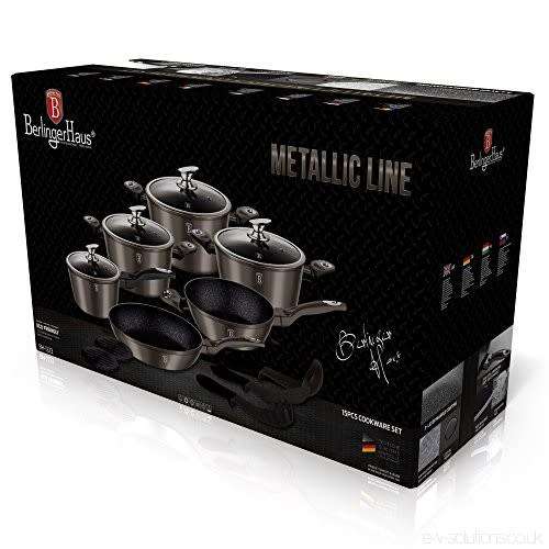 Berlinger Haus 15-Piece Marble Coating Cookware Set - Carbon Metallic,BH-1223