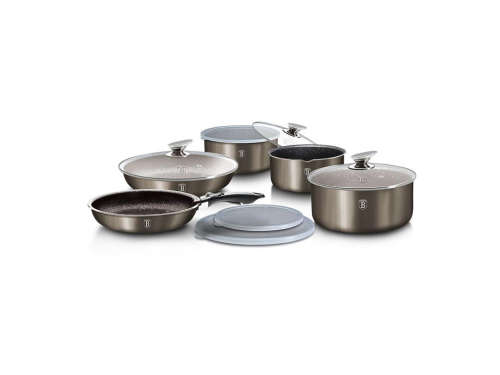 Berlinger Haus 12-Piece Marble Coating Cookware Set - Burgundy Metallic,BH-1686