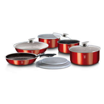 Berlinger Haus 12-Piece Marble Coating Cookware Set - Burgundy Metallic,BH-1674