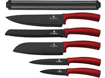 Berlinger Haus 6-Piece Knife Set with Magnetic Hanger - Burgundy,BH-2400