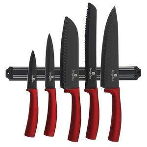 Berlinger Haus 6-Piece Knife Set with Magnetic Hanger - Burgundy,BH-2400