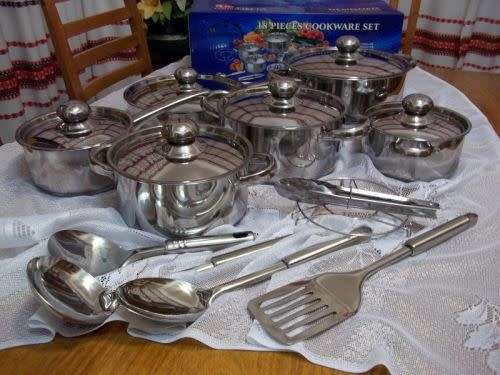 *****NEW ARRIVAL NEW STYLE 18PCS COOKWARE SET*** HEAVY POTS**