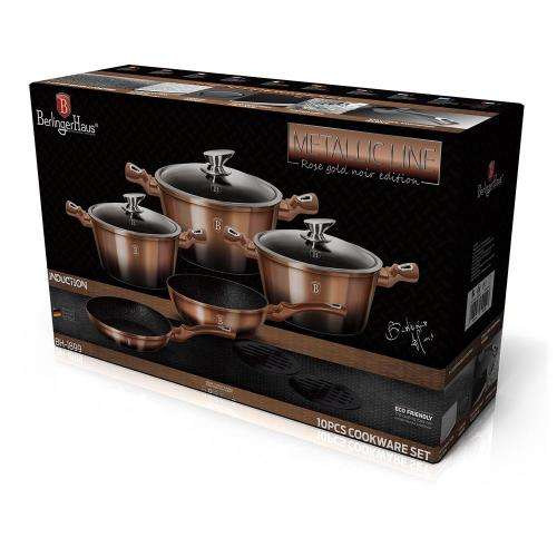 Berlinger Haus 10 Piece Marble Coating Cookware Set Rose Gold Noir Edition