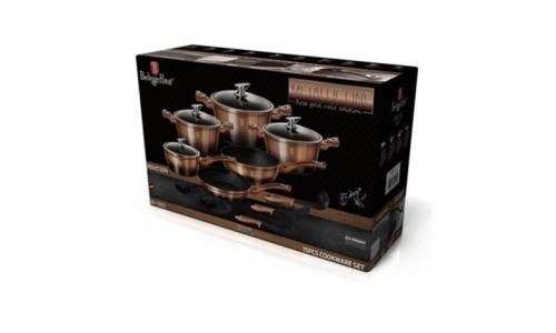 Berlinger Haus 15 Piece Marble Coating Cookware Set Rose Gold Noir Edition