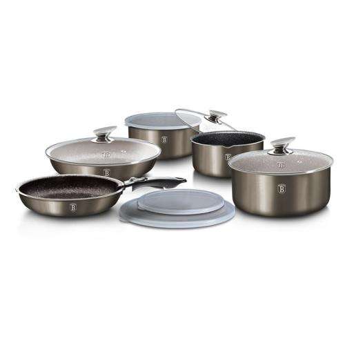 Berlinger Haus 12-Piece Marble Coating Cookware Set - Burgundy Metallic,BH-1686