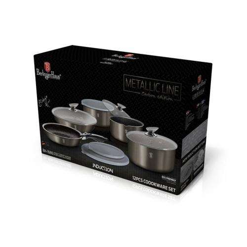 Berlinger Haus 12-Piece Marble Coating Cookware Set - Burgundy Metallic,BH-1686