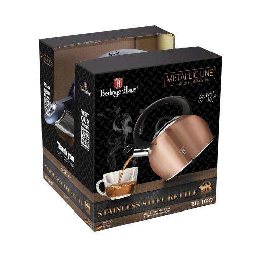 Berlinger Haus 3L Stainless Steel Whistling Kettle - Rose Gold Metallic,BH-1837