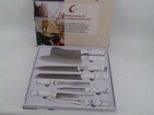 **TABLE PRIDE**SUPERIOR QUALITY MARBLE HANDLE KNIFE SET 8 PCS