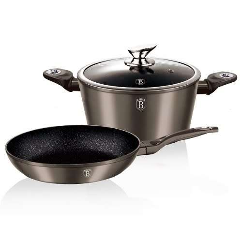 Berlinger Haus 3-Piece Marble Coating Cookware Set - Carbon Metallic Line,BH-1276