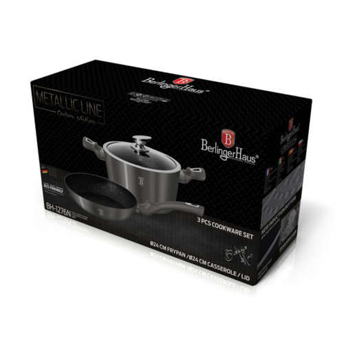 Berlinger Haus 3-Piece Marble Coating Cookware Set - Carbon Metallic Line,BH-1276