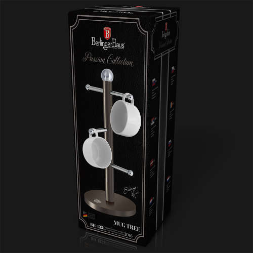 **FREE SHIPPING**Berlinger Haus Premium Metallic Carbon 6-Cup Mug Tree,BH-1351