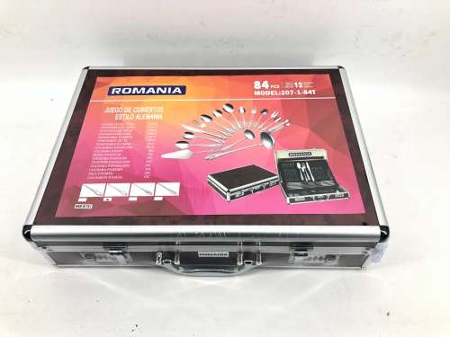 BRAND NEW ROMANIA 84 PIECE CUTLERY SET IN BRIEFCASE