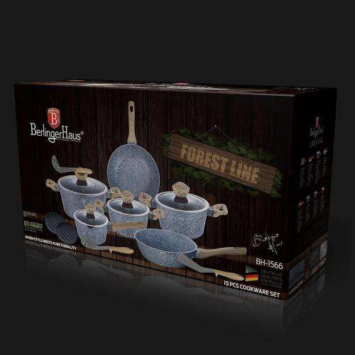 Berlinger Haus 15-Piece Marble Coating Forest Line Cookware Set Light Wood, BH-1566