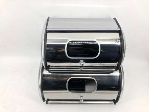 Brand New 2 X Bread bin Stainless Steel Oval Large and Small With Window