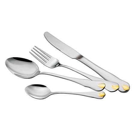 Blaumann 66-Piece Stainless Steel Mirror Finish with Gold Decor Cutlery Set - Silve