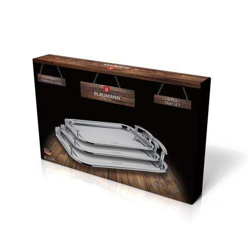 Blaumann Stainless Steel Serving Tray - 3 Piece,BL-3299