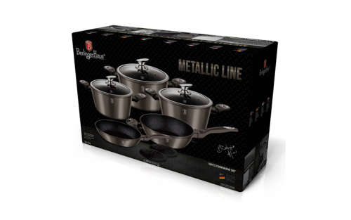 Berlinger Haus Marble Coating Cookware 10 Piece Set - Carbon Metallic,BH-1219