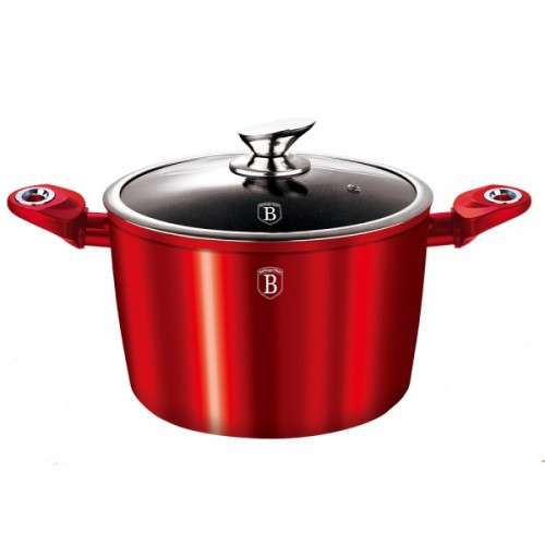 **Berlinger Haus Marble Coating Deep Stock Pot 24cm - Burgundy Metallic,BH-1269