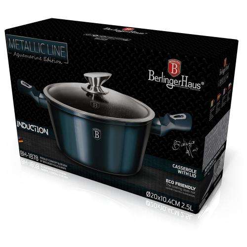Berlinger Haus 20cm Marble Coating Casserole Pot - Aquamarine Edition,BH-1878