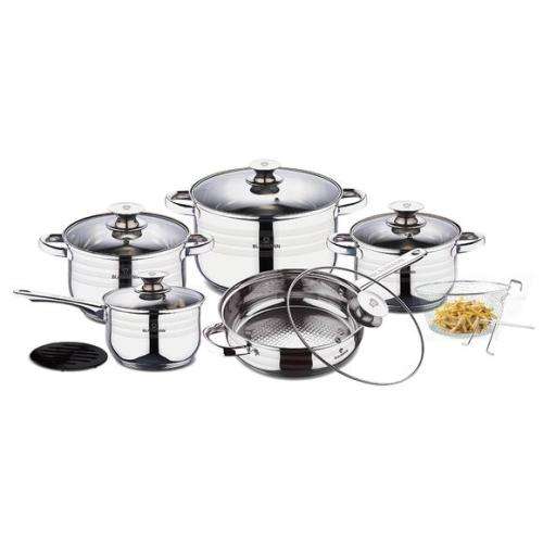 Blaumann 13-Piece Stainless Steel Jumbo Cookware Set With Glass Lid BL-3165
