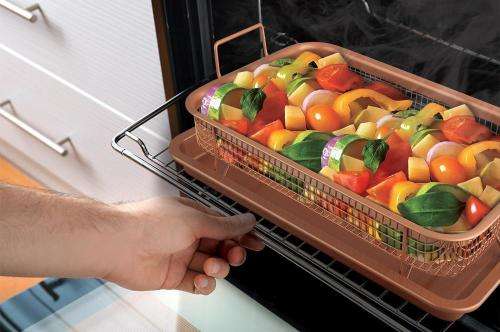 Blaumann 2-Piece Non-Stick Oblong Roaster with Basket - Le Chef Collection