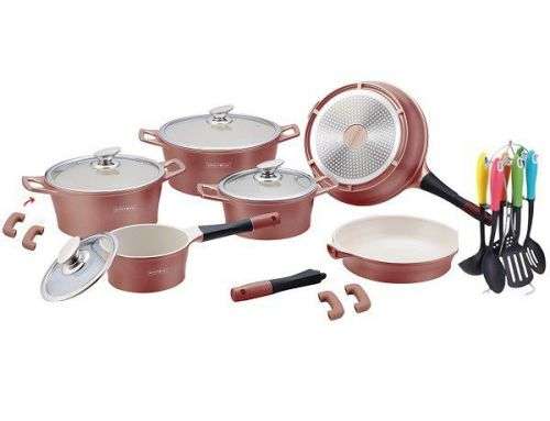 Royalty Line RL-ES1021c 21-Piece Limited Edition Ceramic Coating Cookware Set COPPER