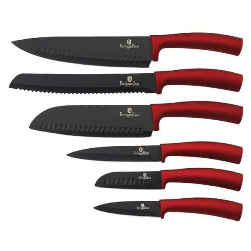 Berlinger Haus 6-Piece Marble Coating Knife Set - Burgundy Metallic Line BH-2395