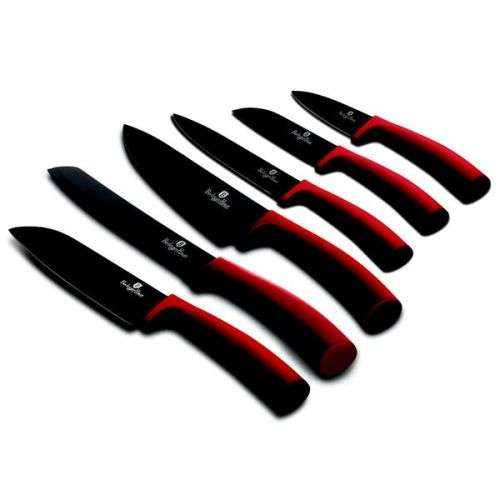 Berlinger Haus 6-Piece Marble Coating Knife Set - Burgundy Metallic Line BH-2395